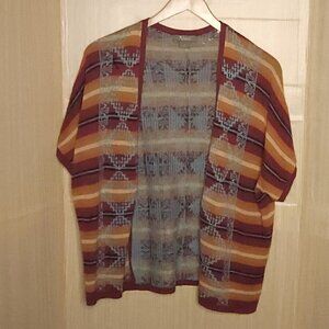 Natural Reflections Southwestern Lightweight Striped Short Sleeve Cardigan S/XS
